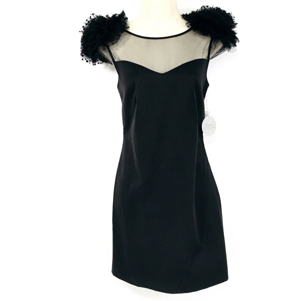 Pearl By Georgina Chapman Marchesa Little Black Dress Sz M Sheer Fairy Whimsy